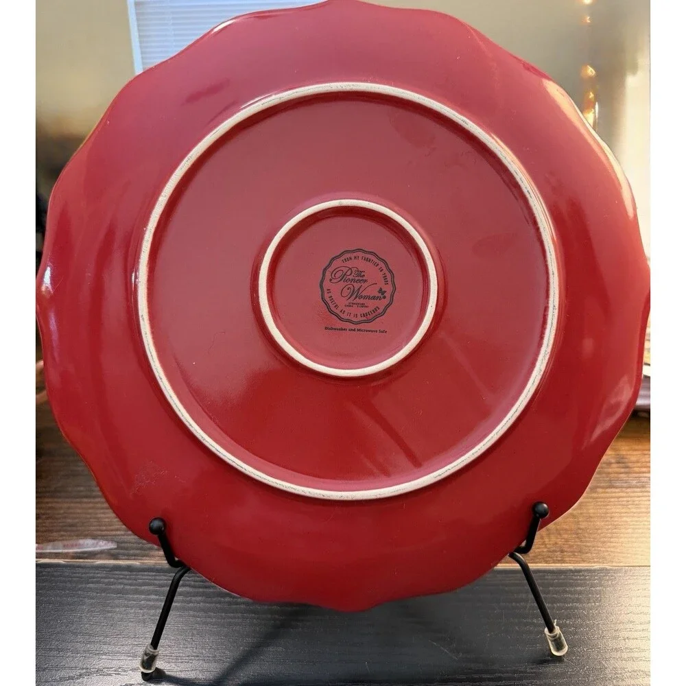 Pioneer Woman Farmhouse Lace Claret Red Dinner Salad Plate Set of 2 Discontinued